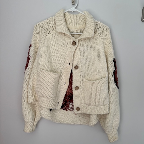 RARE Anthropologie Pilcro Western Horse Graphic Cardigan Sweater size S EUC - Picture 4 of 6